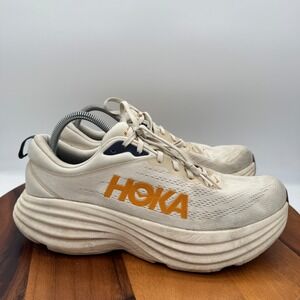 HOKA Bondi 8 Shoes Mens 11.5 Beige Max Cushion Running Athletic Sneakers Trainer